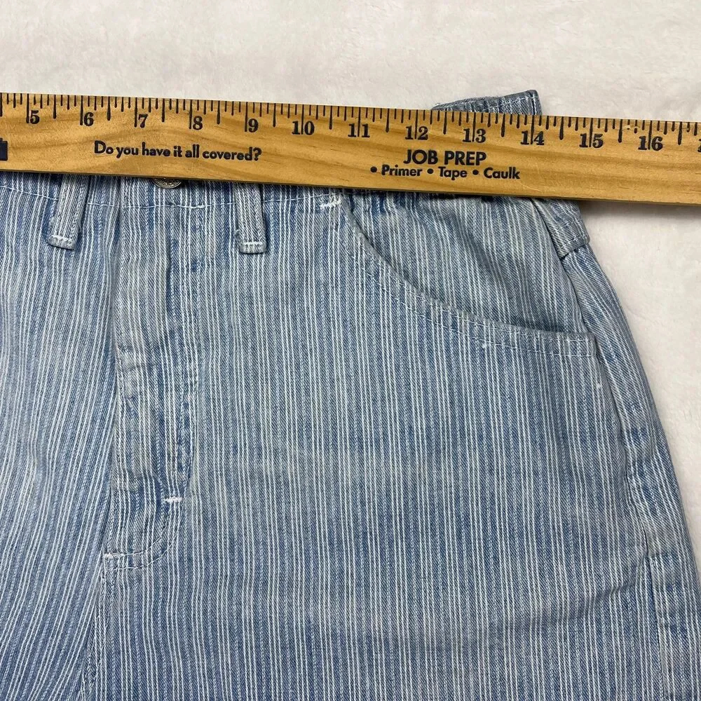 Vtg Lee High Rise Denim Shorts Sz 10 Petite Mom Striped Blue White 90s USA!